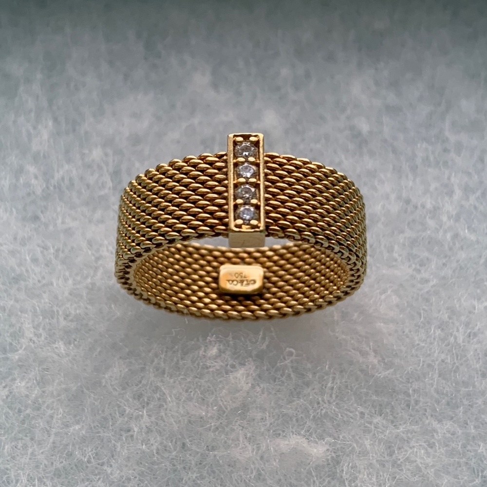 Tiffany Somerset Mesh Ring w/ Diamonds in 18K Gold